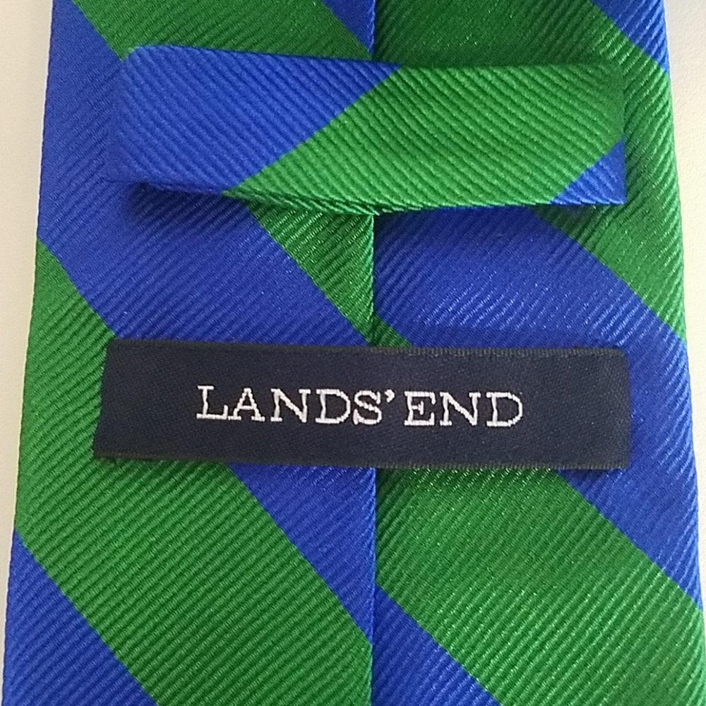 Bright green and blue silk tie - Picture 3 of 4